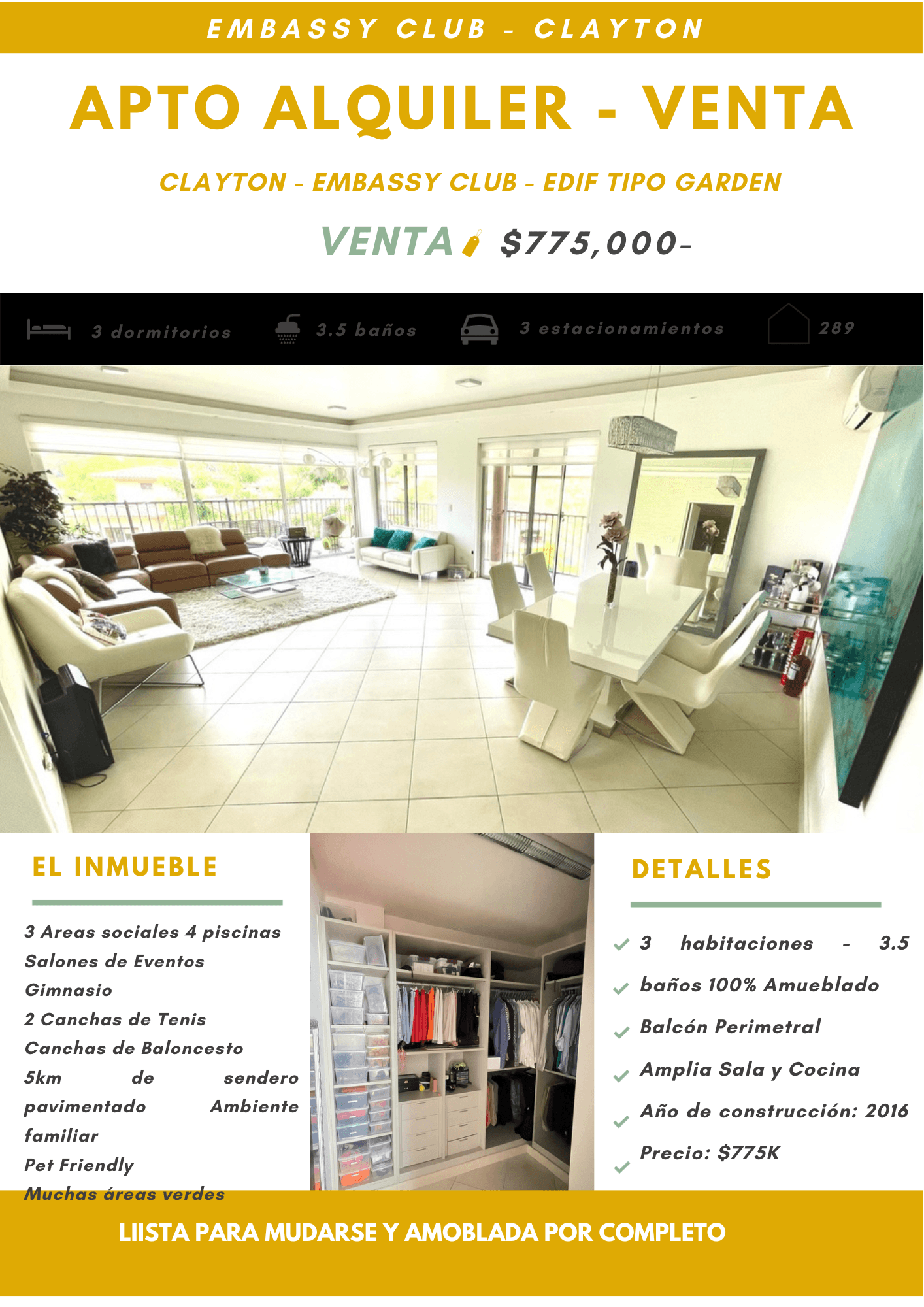 Embassy Club Clayton: Luxury 3BR Penthouse in Panama's Premier Enclave $775K